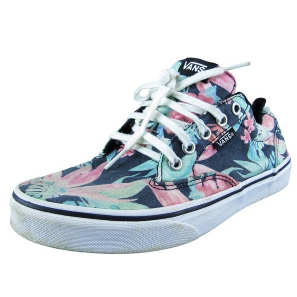 Vans Atwood Low Womens Sneaker Size 7.5 Casual Skate Shoes Blue Floral Fabric